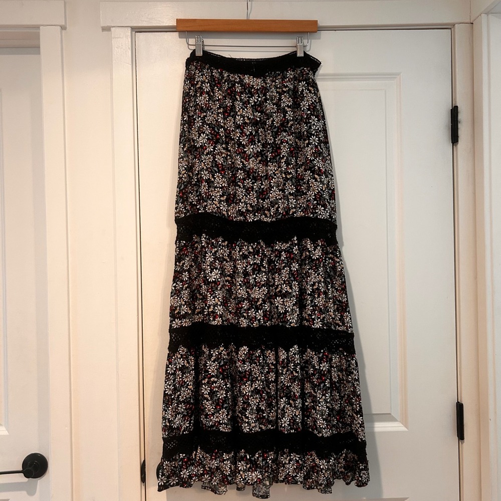 Lost Wander Fairy Grunge Lace Tiered Maxi Skirt Women's Medium Whimsigoth Witchy - Picture 5 of 9